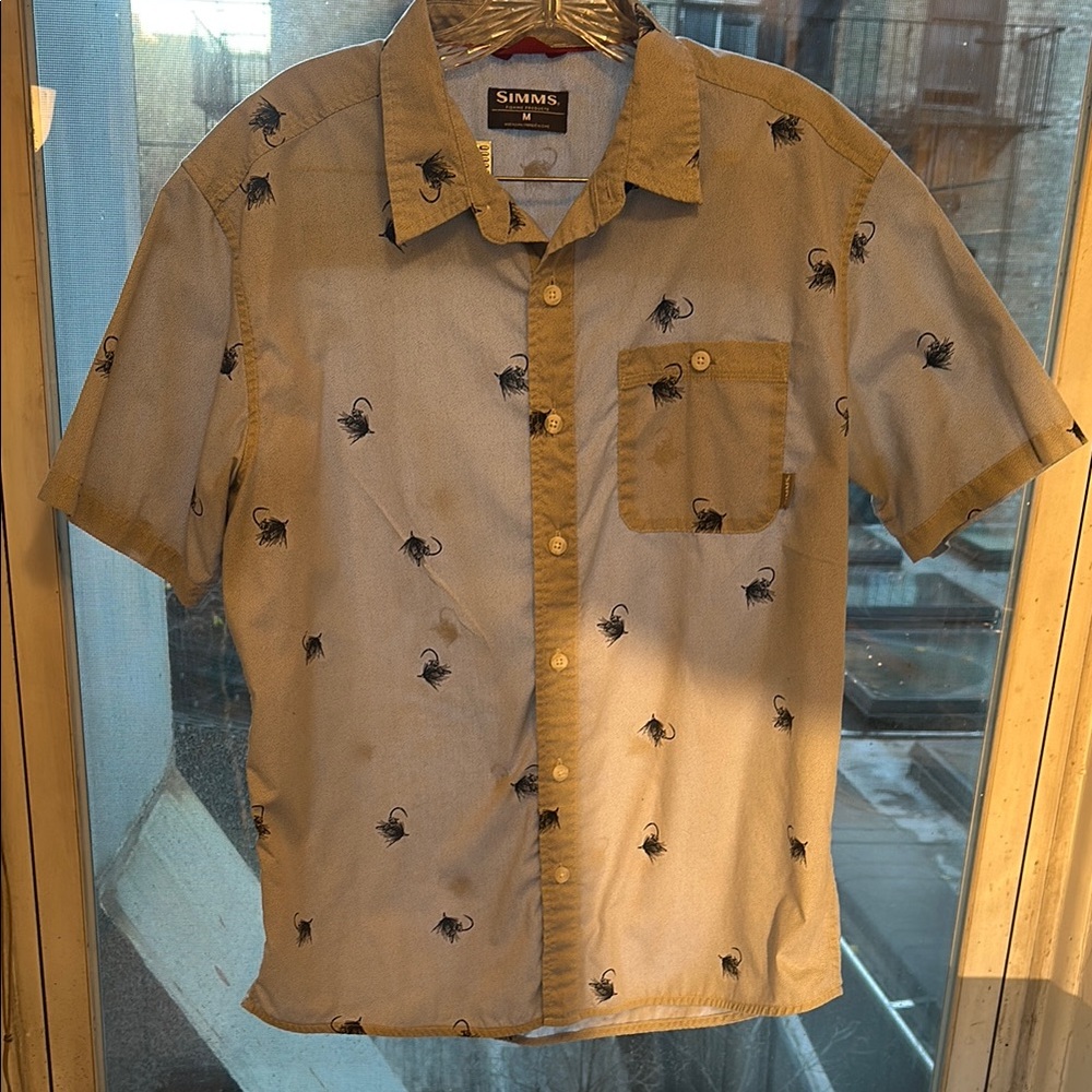 Simms Men's Beige Short Sleeve Shirt
